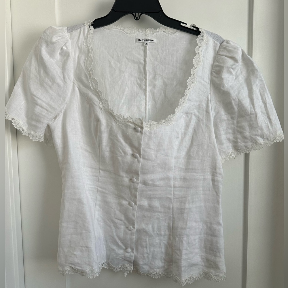 Reformation Annabelle Linen Top, Size 8
